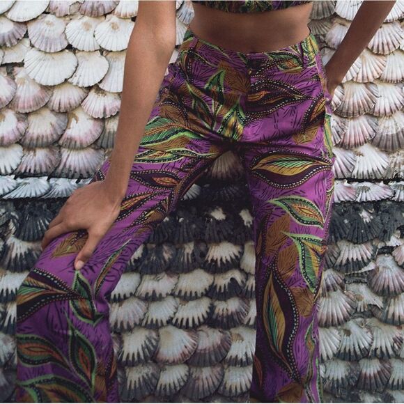 Zara Pants - ZARA PRINTED LINEN BLEND TROUSERS